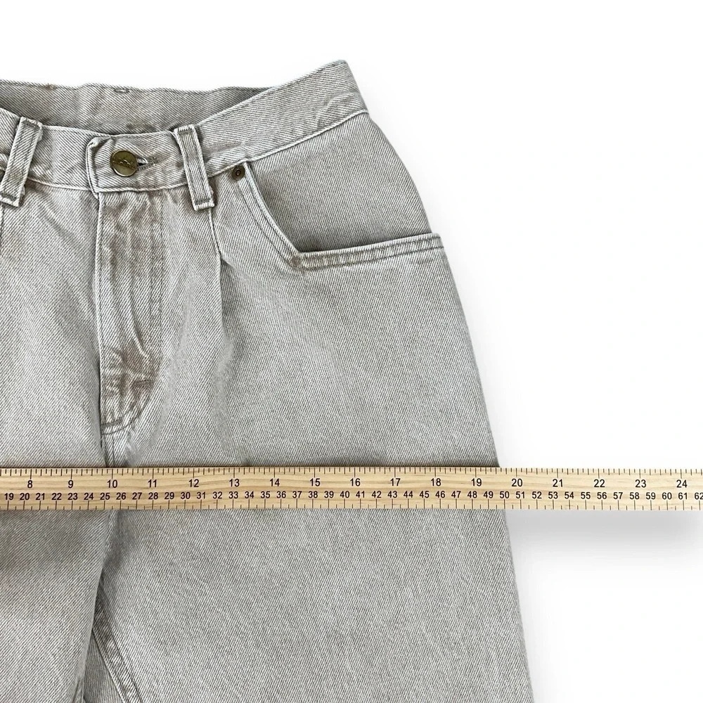 LL Bean Jeans Women 4 (ACTUAL 24x27) Beige High Waisted Pleated Vintage Taper
